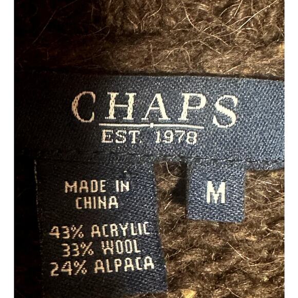 Ralph Lauren Chaps Brown Alpaca Wool Blend Knit Sweater Shawl Collar Womens M - Picture 5 of 6